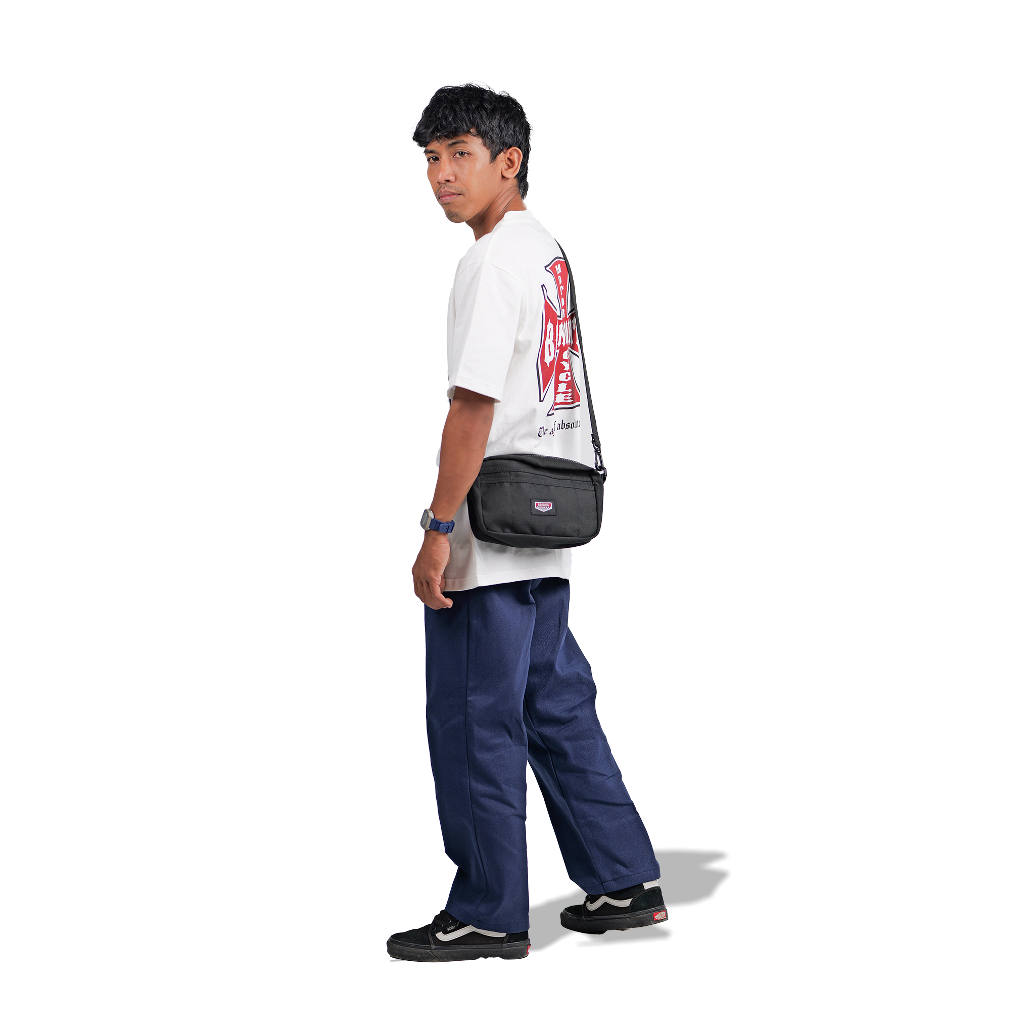 Tas pinggang waist bag pria Toolman Barangantik dipakai rider