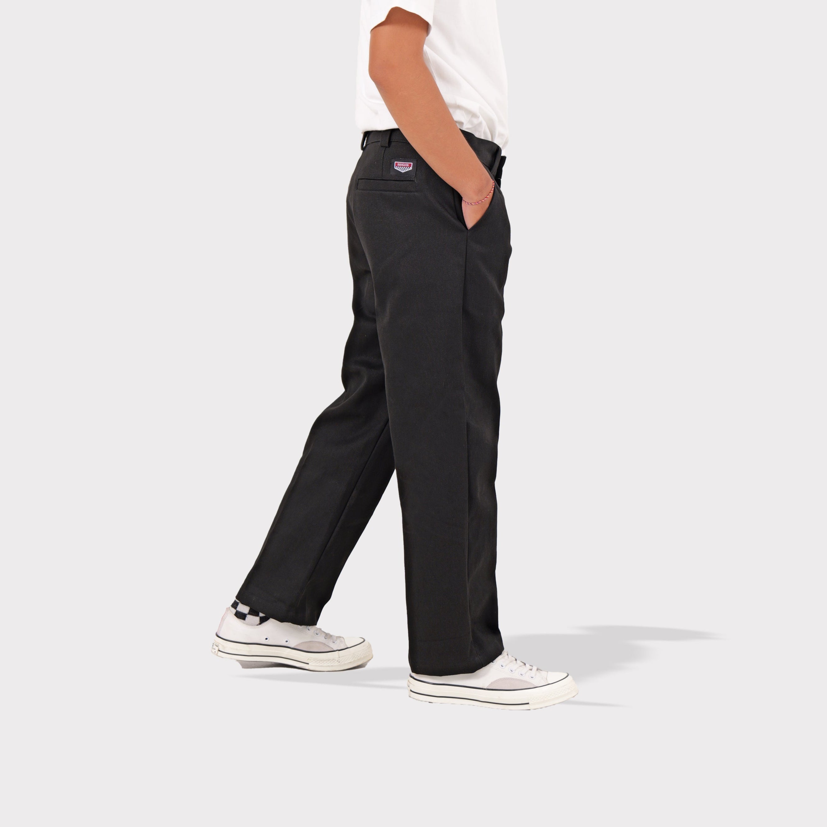 Celana workpants pria Barangantik Workner hitam tampak samping kiri