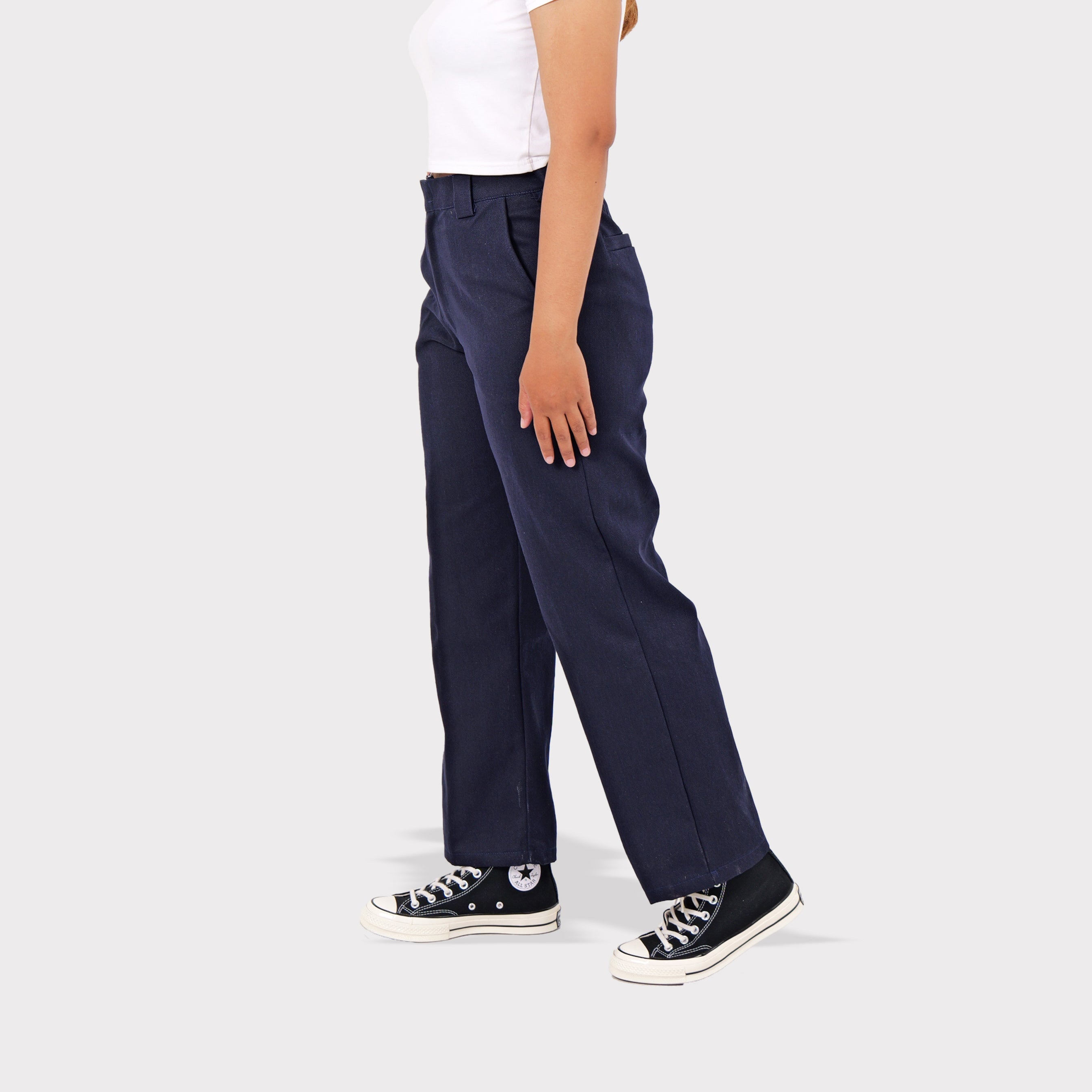 Celana workpants pria Barangantik Workner navy tampak samping kiri