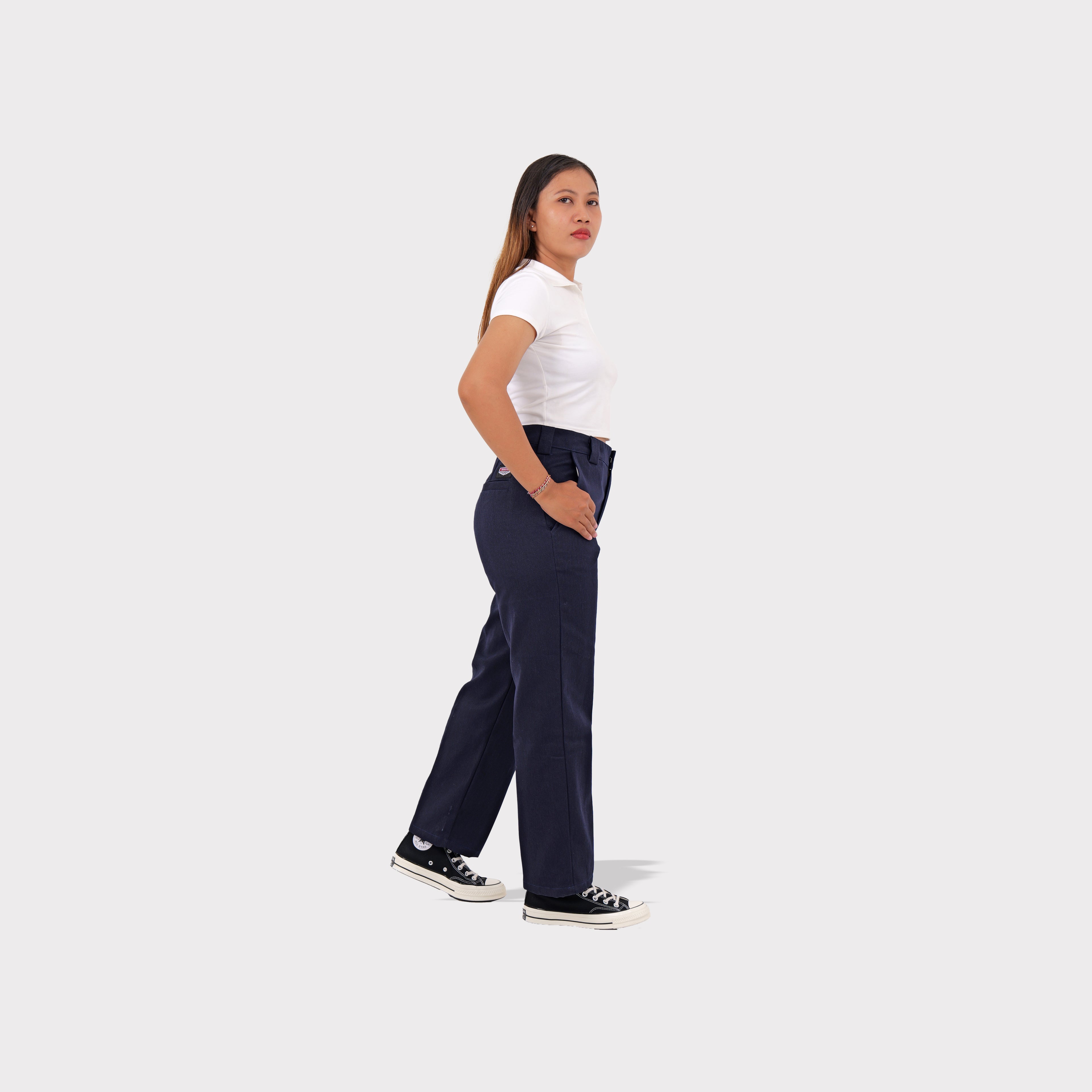 Celana workpants pria Barangantik Workner navy tampak samping kanan
